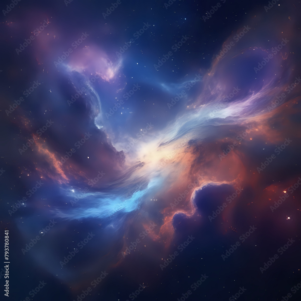 Fototapeta premium an ethereal landscape where galaxies merge and nebulae dance in a cosmic ballet