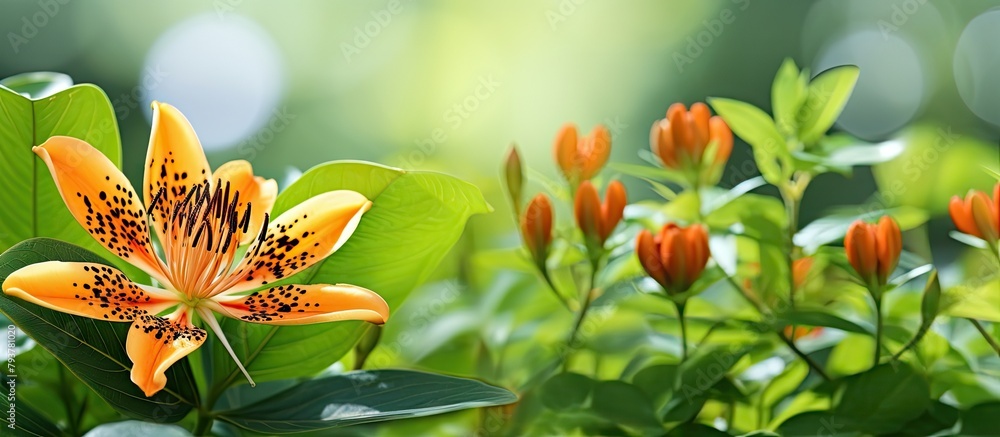 Close up of flower with abundant leaves