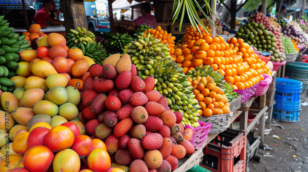Fruit market in Asia. 
