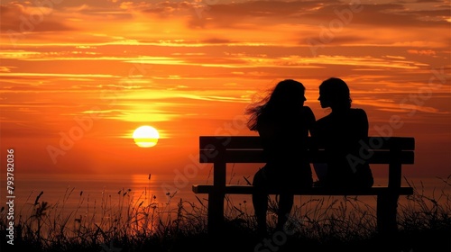 Friends and silhouettes merge in a sunset scene, celebrating friendship's bond on Friendship Day © cvetikmart