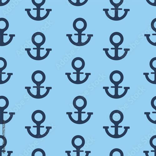 Seamless pattern with Anchor on a blue background, marine pattern. Vector illustration for printing on textiles, wrapping paper, wallpaper, background, t-shirts