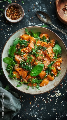 Roasted Butternut Squash Salad with Arugula and Almonds