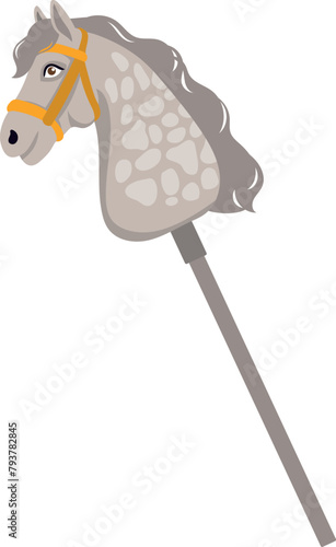 Grey horse with white spots and gray mane for hobbyhorse sporting activities