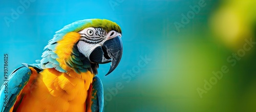 Colorful parrot in blue and yellow hues