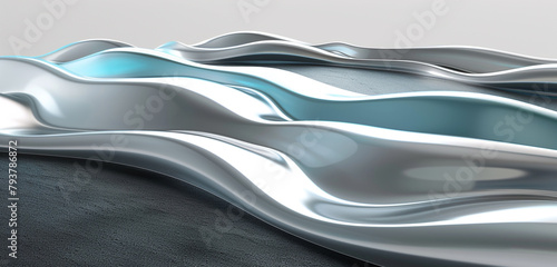 Contemporary 3D waves in silver and blue, evoking speed and innovation.
