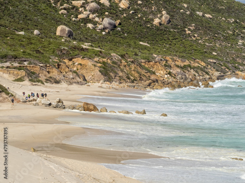 Group of hikers on the Little Oberon Bay Beach - Wilsons Promontory, Victoria, Australia