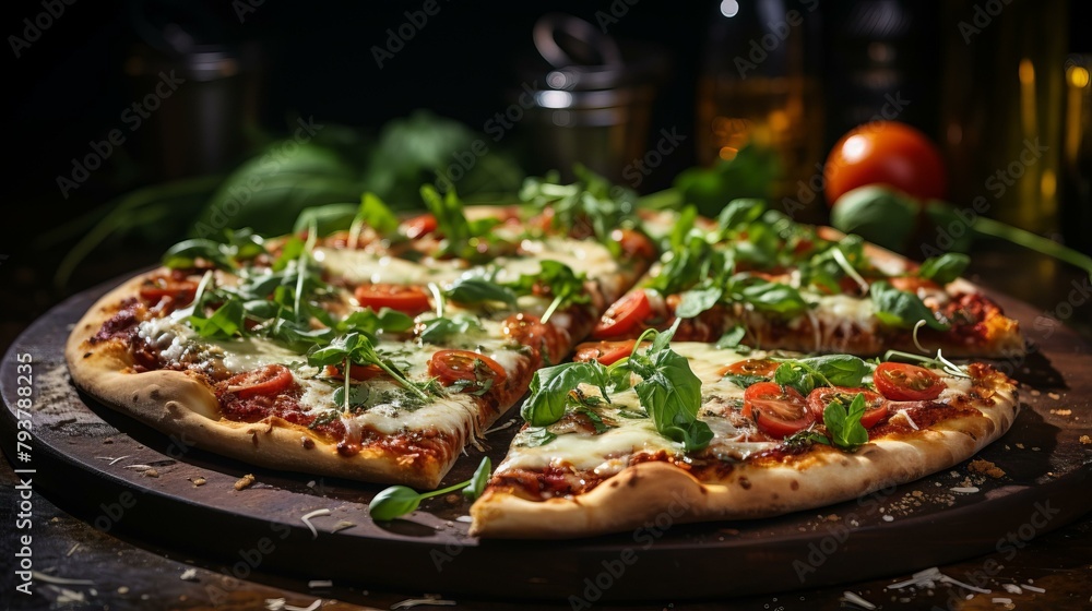 b'A delicious pizza with tomatoes, basil, and mozzarella cheese' b'A delicious pizza with tomatoes, basil, and mozzarella cheese'