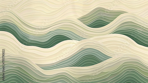 Light green washi paper with continuous wave pattern