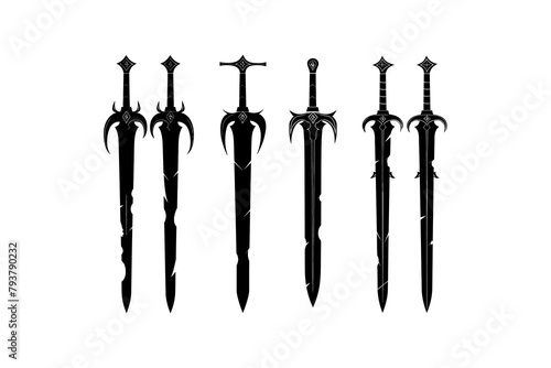 Collection of Fantasy Sword Silhouettes. Vector illustration design.