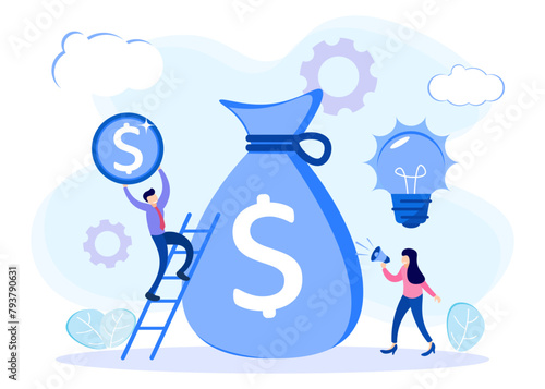 Illustration vector graphic cartoon character of crowd funding