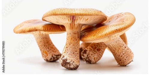Four brown mushrooms with white background
