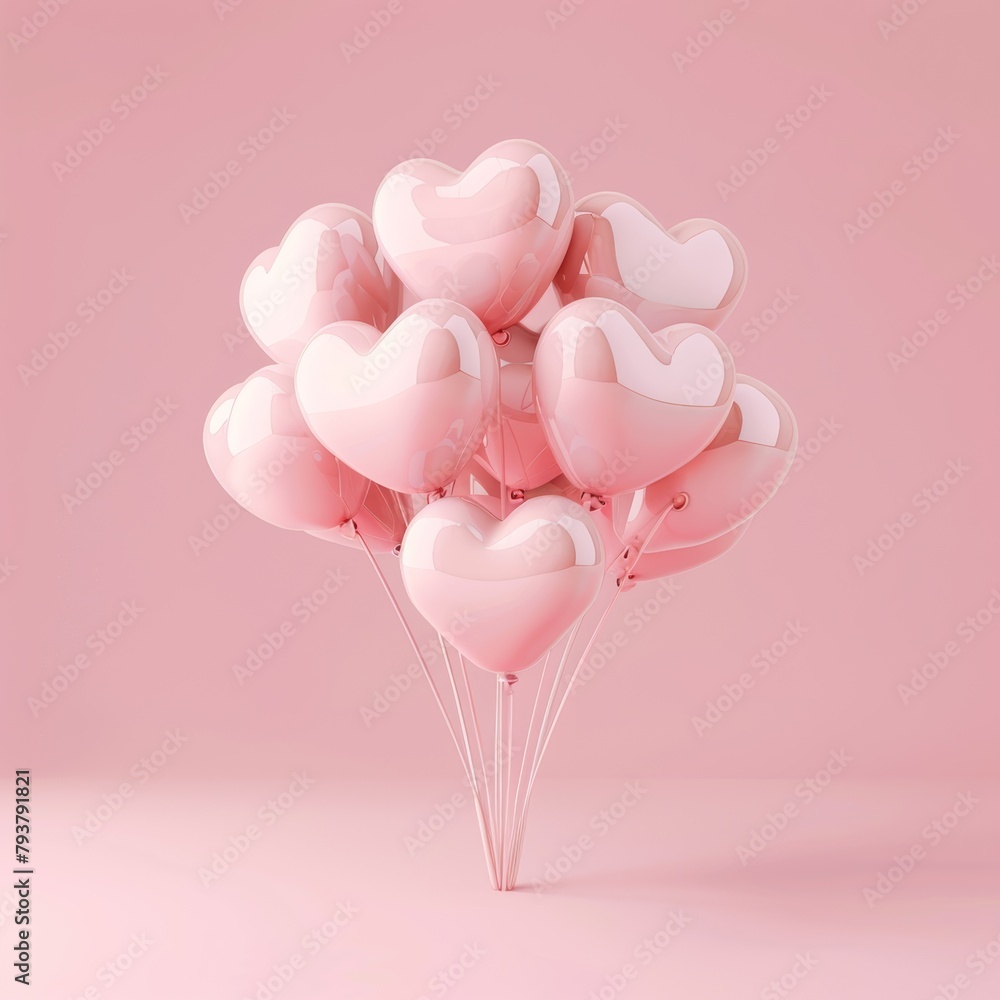 .KS3d rendering of heart shaped balloons bouquet
