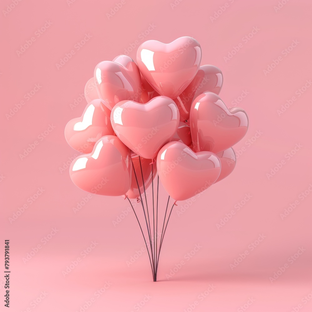 .KS3d rendering of heart shaped balloons bouquet