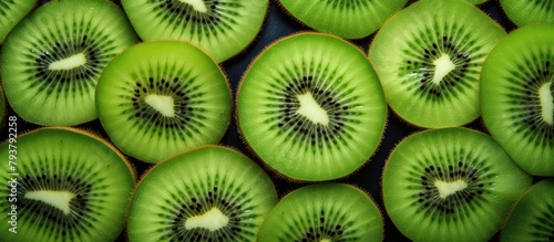 Kiwi fruit halved closeup photo