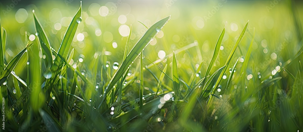 Field of dew-covered grass