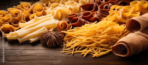 Various pasta shapes up close photo