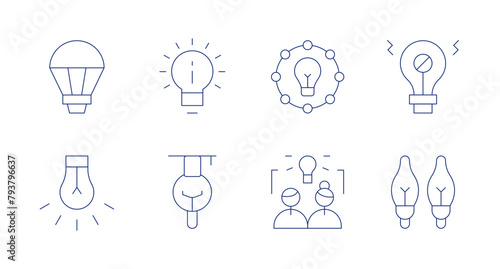 Idea icons. Editable stroke. Containing creativity, smartlighting, education, idea, lightbulb, noidea.