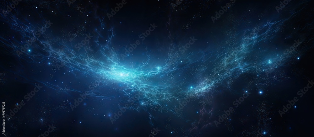 Obraz premium Blue galaxy with stars and nebulas