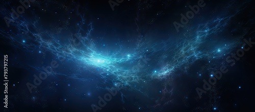 Blue galaxy with stars and nebulas photo