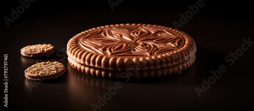 Chocolate cookie frosted with side cookies