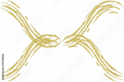 gold ribbon bow with white background