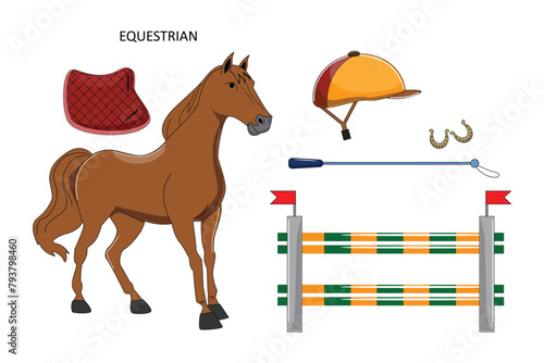 Equestrian sport with horse and equipment