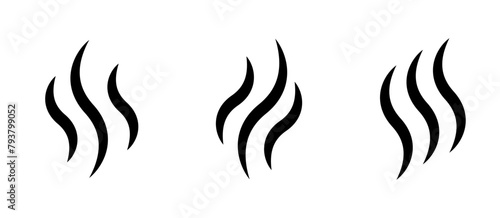 Aromas vaporize icons. Smoke, steam flat line icons.