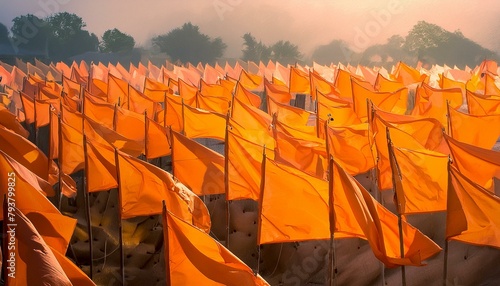 waving hindu bhagwa flags horizontal