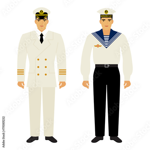 man in uniform of ship captain and sailor