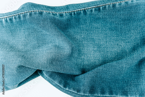 Blue Denim Fabric. Denim full frame. Blue fabric background.
