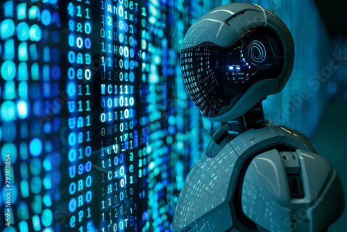 Robot encrypting data or transmitting secure information using advanced encryption algorithms photo