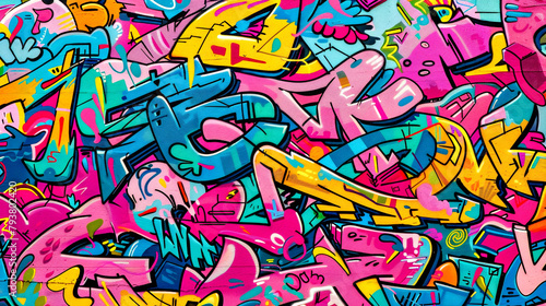 Fondo abstracto de pared de graffiti, foto generativa Ai no real, idea para fondo artístico de arte pop