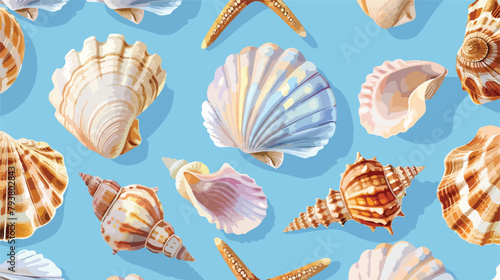 Elegant seamless pattern with seashells or shells 