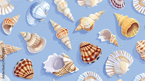Elegant seamless pattern with seashells or shells 