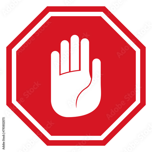 vector stop icon, prohibited passage, stop sign icon, no entry sign on white background, red stop logo, prohibition sign, vector artwork