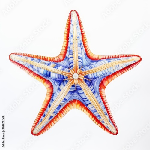 A watercolor of Colorful Starfish isolataed on white background photo