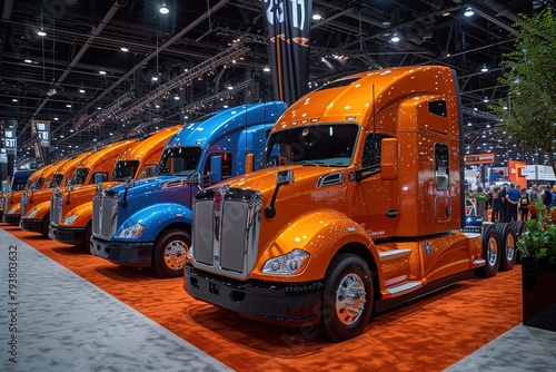Truck Driver's Industry Trade Show A trucking industry trade show with exhibits showcasing the latest innovations photo