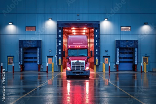 Truck Driver's Loading Dock Automation Scenes illustrating automated systems for efficient loading and unloading photo