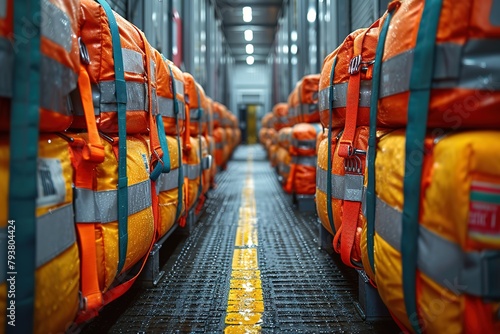 Truck Driver's Loading Dock Safety Harness Imagery emphasizing the use of safety harnesses during elevated cargo handling photo