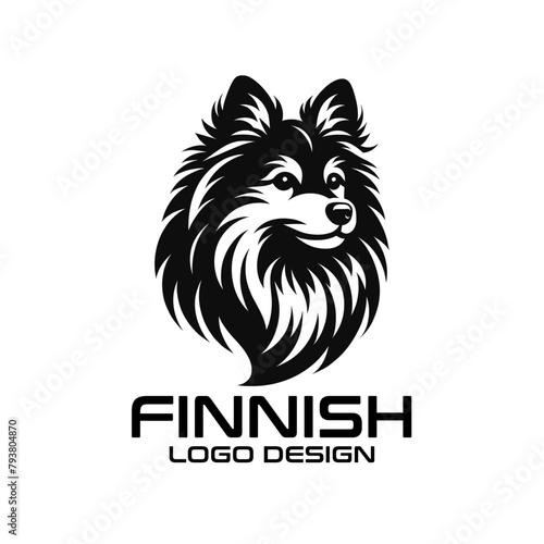 Finnish Lapphund Vector Dog Logo Design photo