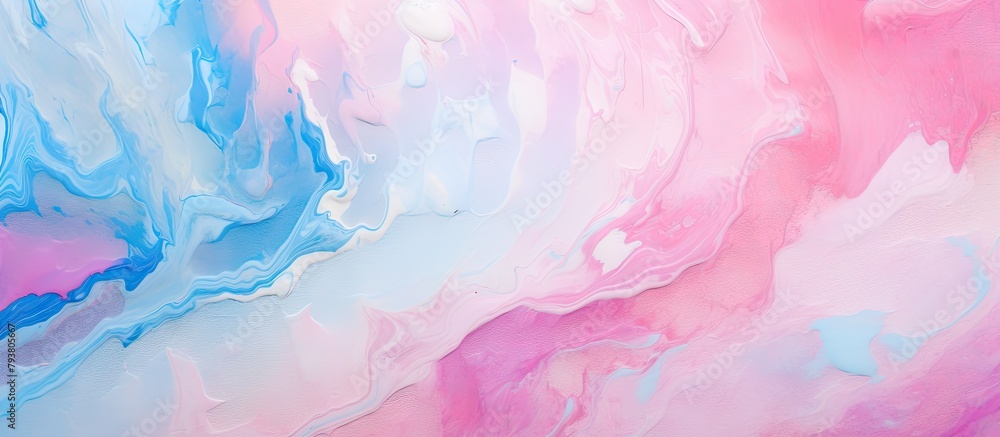Pink and blue paint artwork close-up