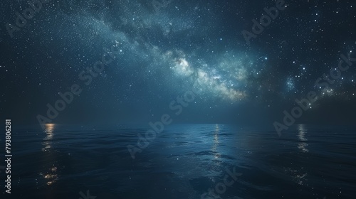 At night, a starry sky over the sea is breathtaking