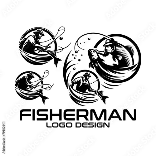 Fisherman Vector Logo Design