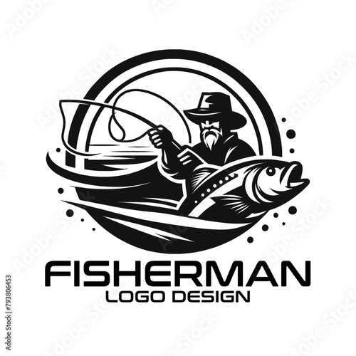 Fisherman Vector Logo Design