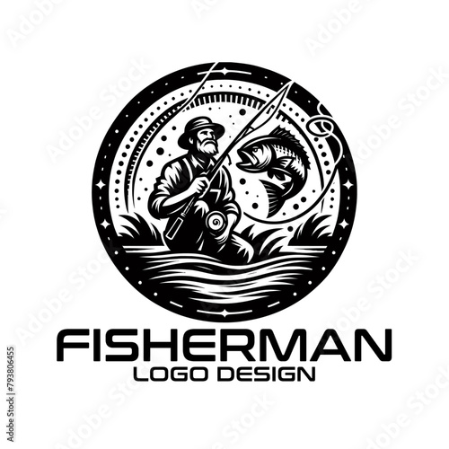 Fisherman Vector Logo Design