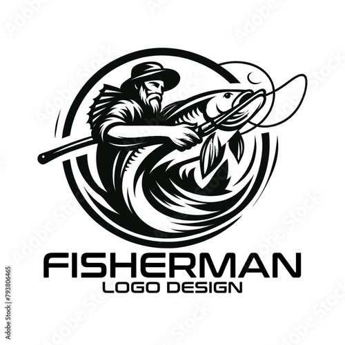 Fisherman Vector Logo Design