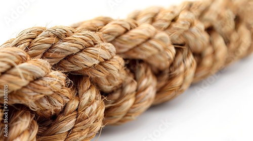 Isolated hemp rope against a white background.