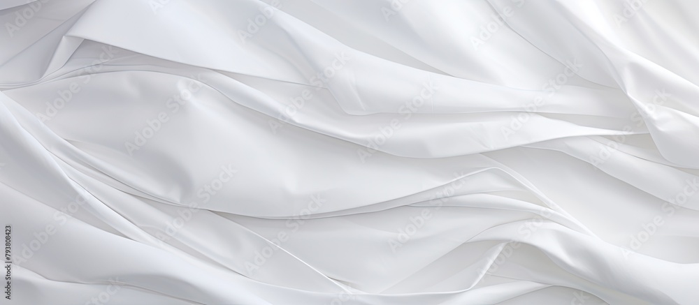 White textured fabric with numerous folds