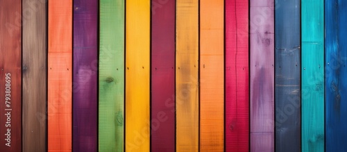 Colorful timber fence close-up on black backdrop