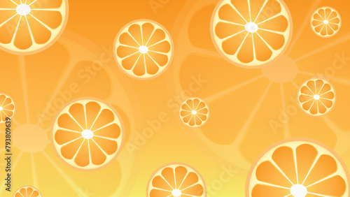 Floating background image of orange slices.Applicable for advertising. Vector illustration.